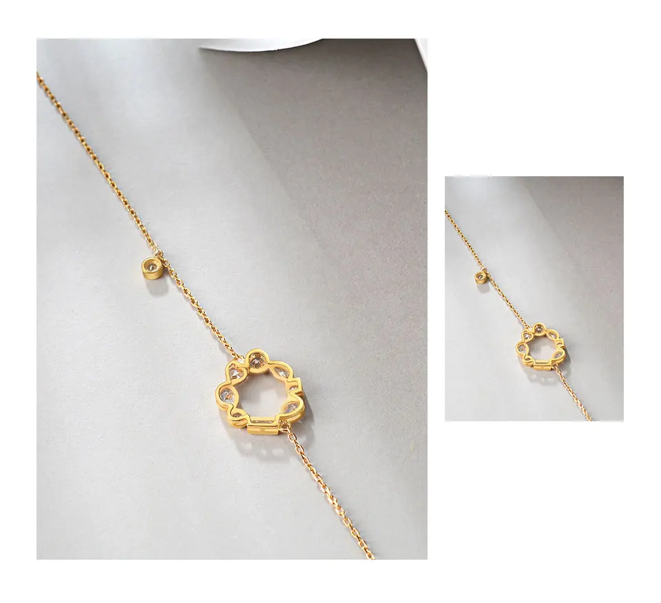 E Jewellry 925 Sterling Silver Bracelets for Women 18K Gold Plated Hollow Round Chain Link Bracelet Brand Design Fashion