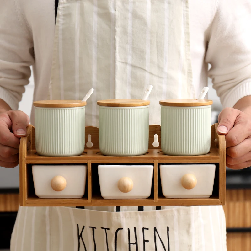 Сахарница Кухня 6 в 1 комплект двойные слои с керамическим покрытием для соли и