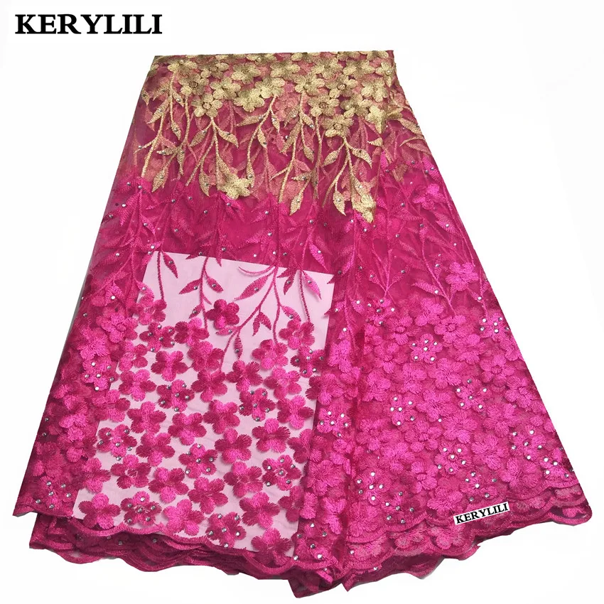 

5 ярдов, швейцарская вуаль Fushia, хлопковая кружевная вышивка, африканская ткань из органзы, французское кружево, стразы, одежда