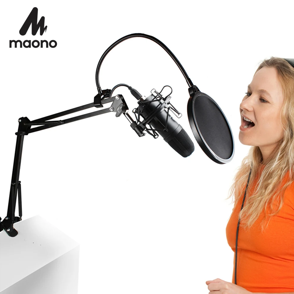 

MAONO USB Condenser Microphone Kit Professional Podcast Studio Microphone Play&Plug Mic for PC Karaoke YouTube Gaming Recording