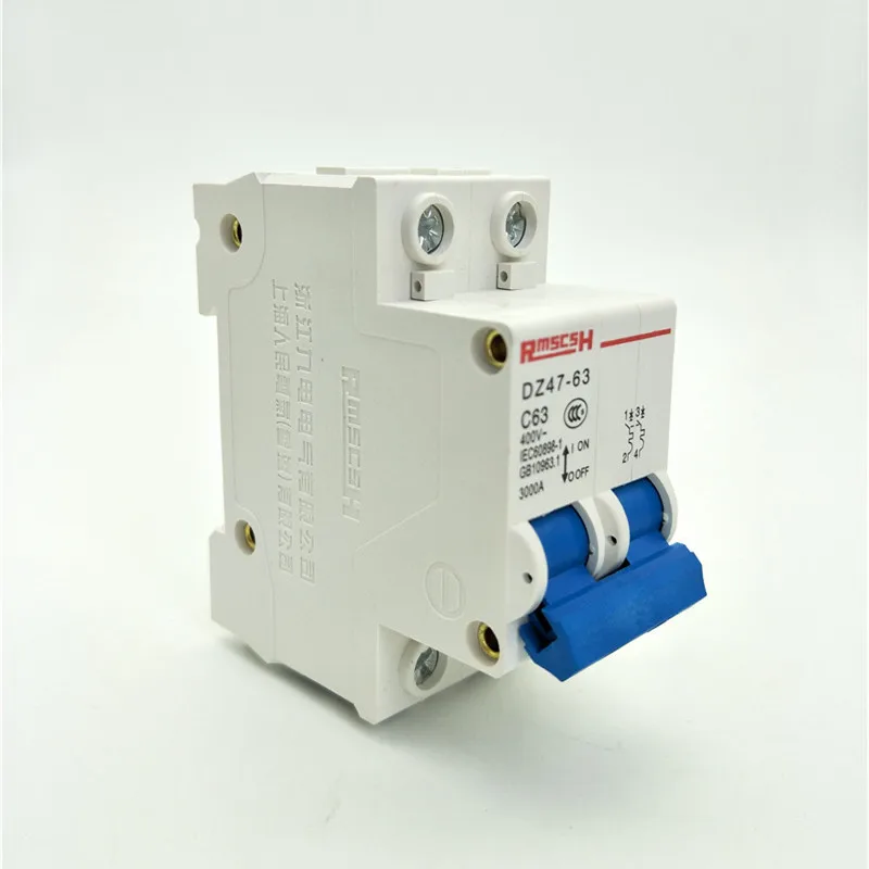 DZ47 C63 Mini ВЫКЛЮЧАТЕЛЬ цепи 2 полюса 35 мм DIN рейка бытовая защита от короткого