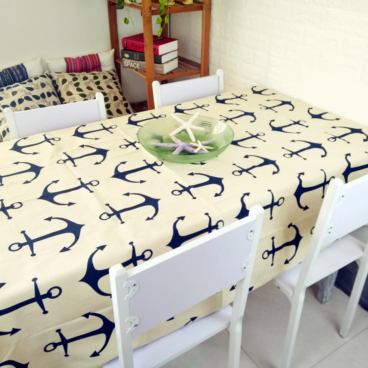 Скатерть в современном стиле с изображением средиземноморского якоря|tablecloth
