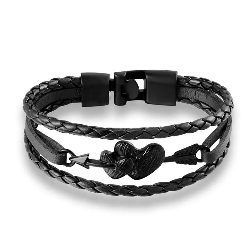 MKENDN новинка модный браслет с двойными стрелами из натуральной кожи пряжкой на