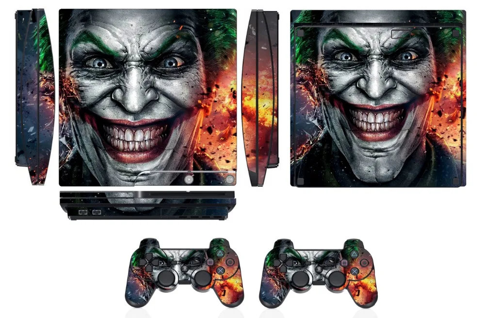 Виниловая Защитная Наклейка Joker Q250 для Sony PS3 Slim PlayStation 3 и 2 чехла контроллеров |