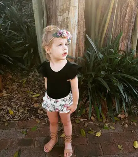 

Newborn Kids Baby Girl Floral Clothes Romper Bodysuit Pants princess fashion Comfortable Headband Outfits