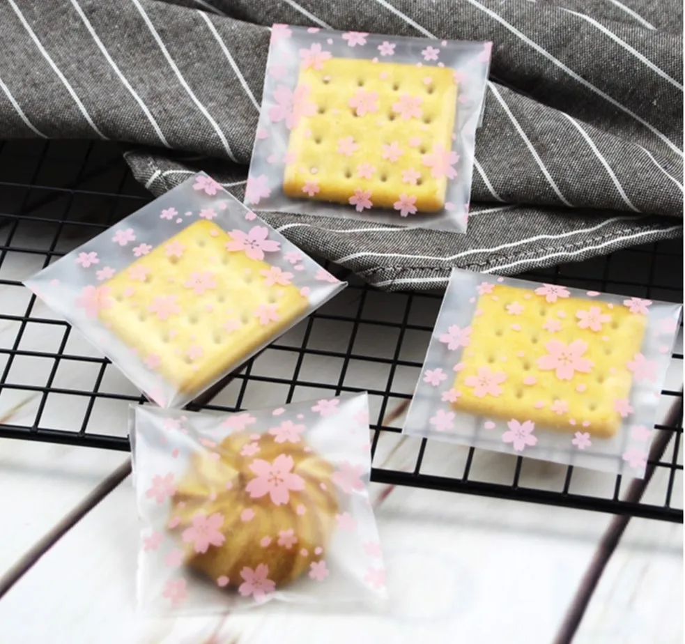 Cherry blossoms 50 шт. милый мультяшный милый маленький пластиковый пакет с животными для свадьбы, дня рождения, вечеринки, печенья, конфет, закусок, мыла ручной работы, Подарочная сумка для хранения - Цвет: Cherry blossoms