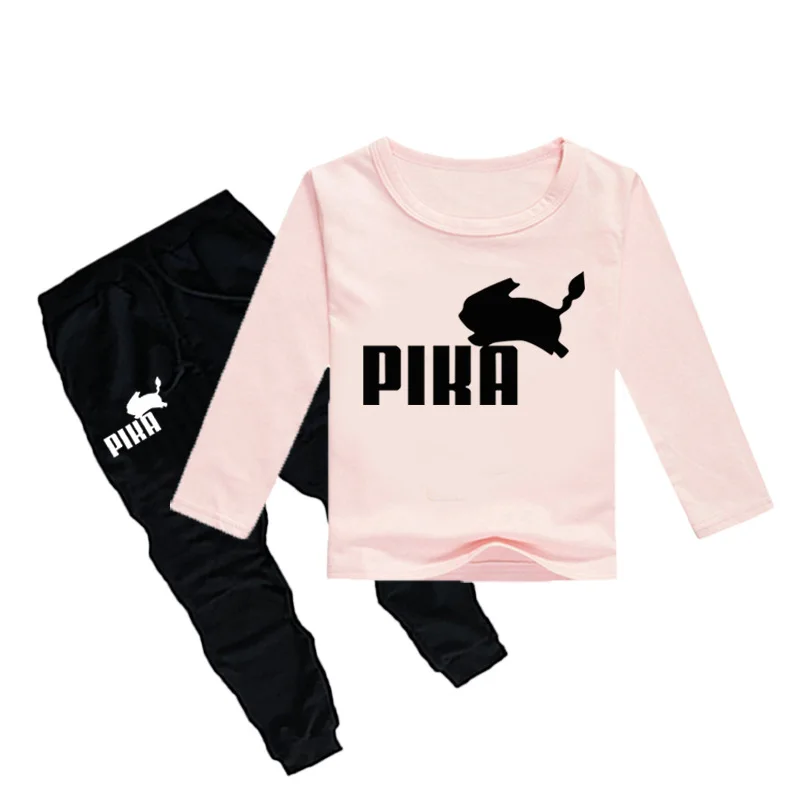 COLOR 7 Z&Y 2-16Y Fashion Pokemon T Shirt Pants Set Kids Tracksuit Boys Sportswear Sets Girls Outfits Sporting Suit Casual Clothing Sets - Цвет: COLOR 7