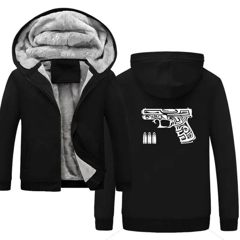 

Горячая пушка патроны weatshirts новые мужские зимние теплые Плотные хлопковые толстовки крутые забавные хип-хоп верхние пальто