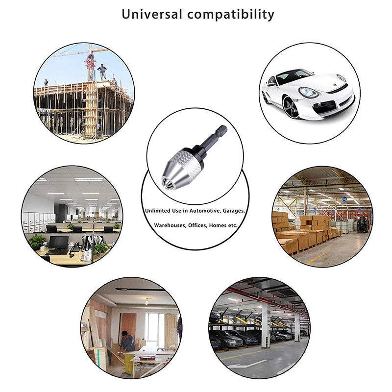 

1/4" Hex Shank Alloy Keyless Drill Bit Chuck Quick Change Adapter Converter