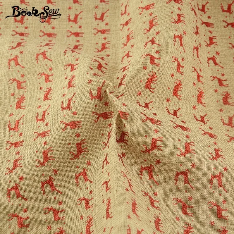 Booksew Рождественская имитация льняной ткани красный олень шитье искусственная