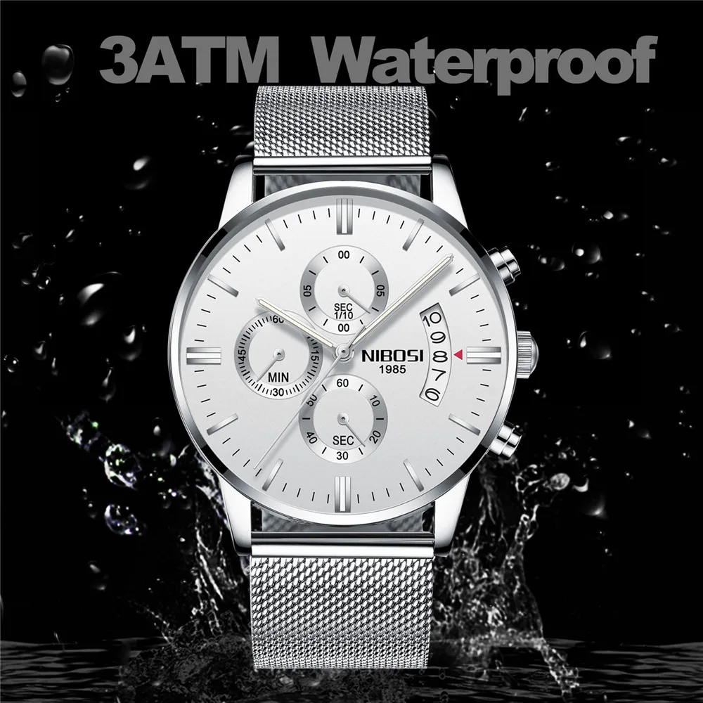 Часы наручные NIBOSI Мужские кварцевые в стиле милитари брендовые Роскошные Модные