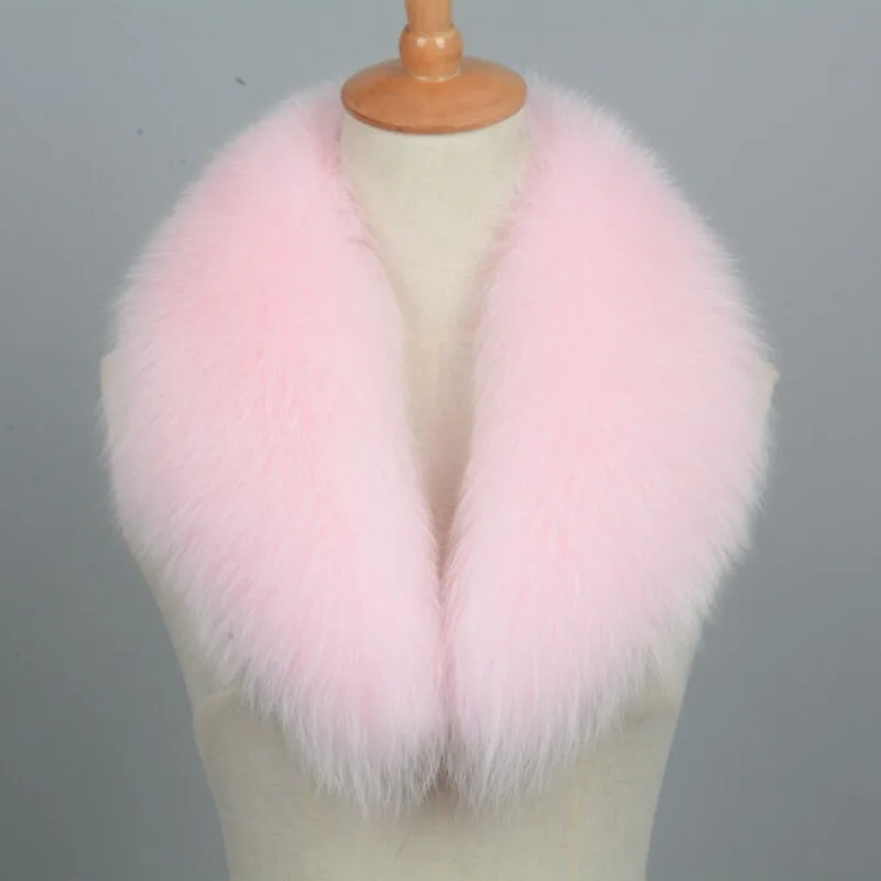 Pink Кожаный меховой воротник женский зимний натуральный мех лисы воротник модный теплый тонкий женский Мягкий шарф пальто воротник - Цвет: Pink