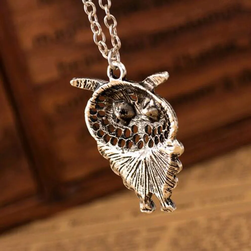 Женская винтажная цепочка с подвеской в виде совы золотистая античная