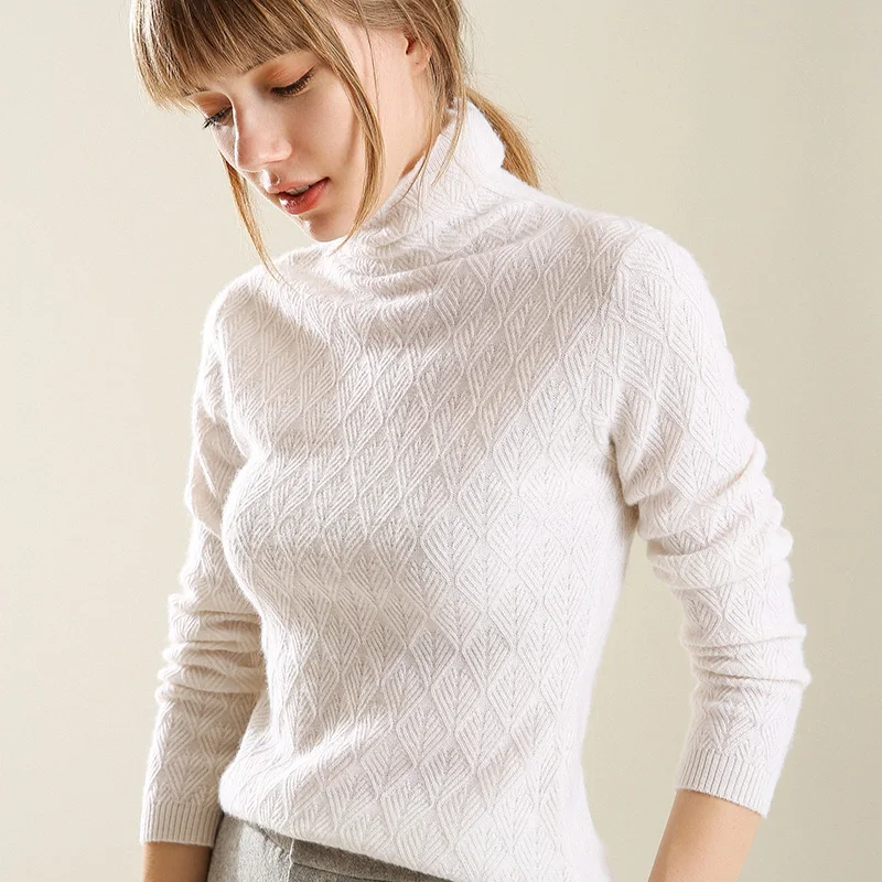 Новый осенне-зимний женский короткий свитер с высоким воротником однотонный