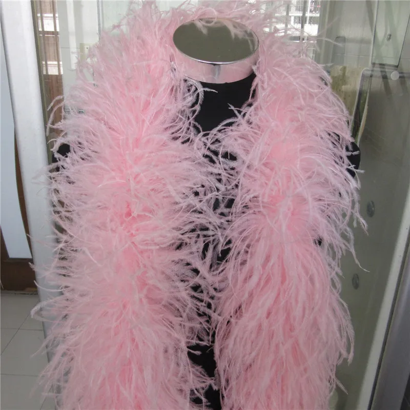 Pink 4 метра 6 слоев качества серый натуральный страусовый перо боа/отделка для вечерние/костюм/шаль/ремесло страуса перо доступны - Цвет: Pink