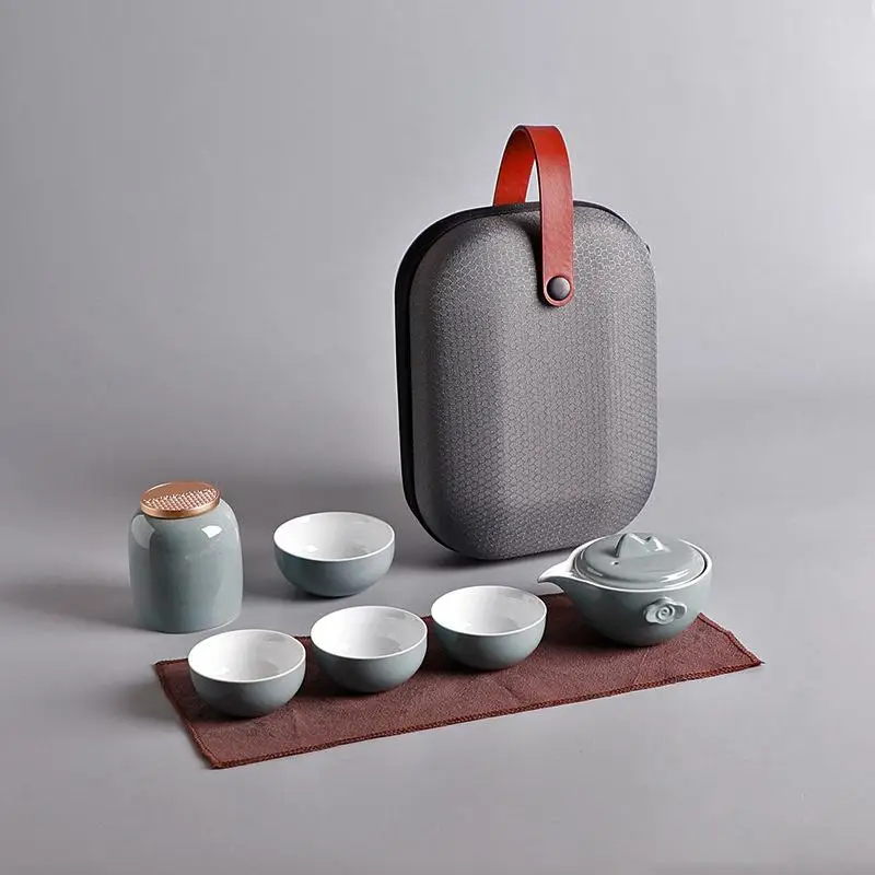 Керамический чайный чайник Gaiwan, чайная чашка для пуэр, китайский чайный горшок, портативный чайный набор, посуда для напитков, керамический чайный набор, чайный набор для путешествий