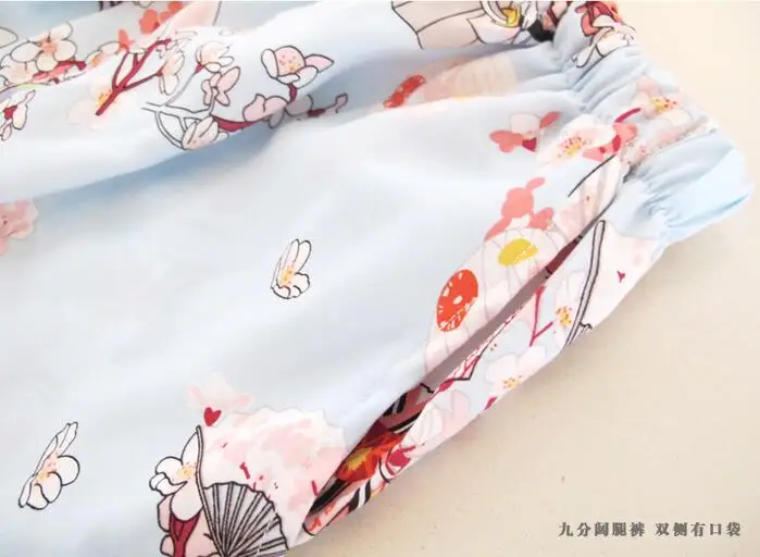 

3 Pieces Set new autumn winter pajamas women vintage print pyjamas set ladies cotton sleepwear women's tracksuits blue/pink