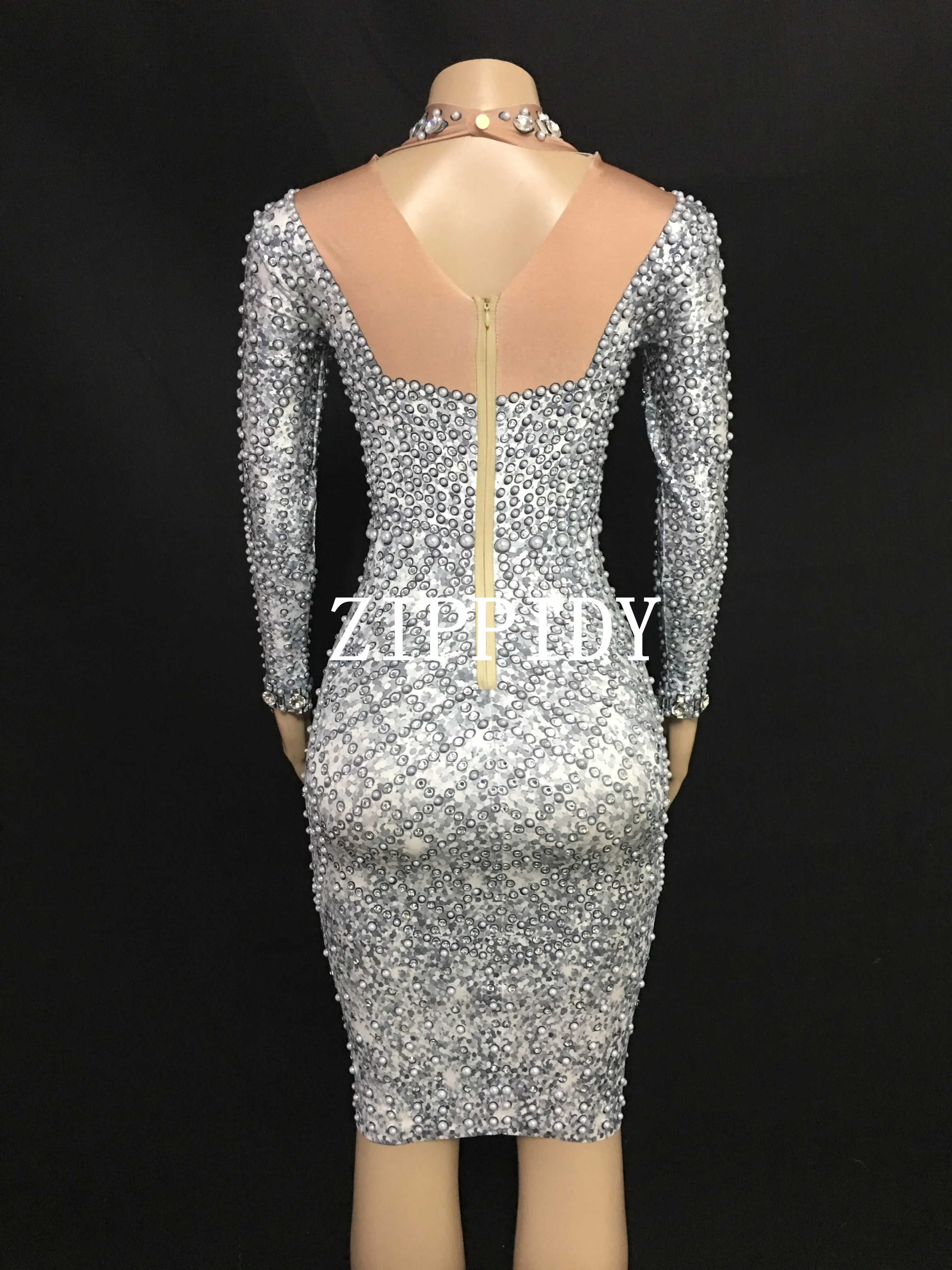 Вечернее платье стразы с блестящими жемчужинами вечернее длинными рукавами для