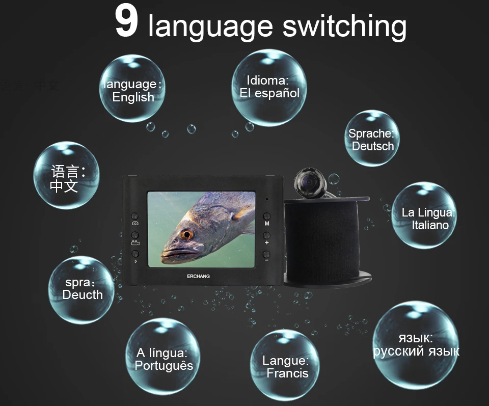 Erchang 15 м кабель камера рыболокатор инфракрасный светодиодный 3," монитор HD 1000TVL подводная камера для подледной рыбалки на английском и русском языках
