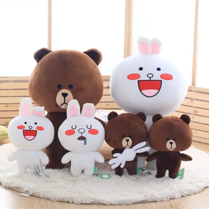 36 см/14 дюймов каваи коричневый медведь и кролик Кони аниме чучело Плюшевые игрушки Корейский мультфильм фигура Мягкая Детская кукла подарки на день рождения