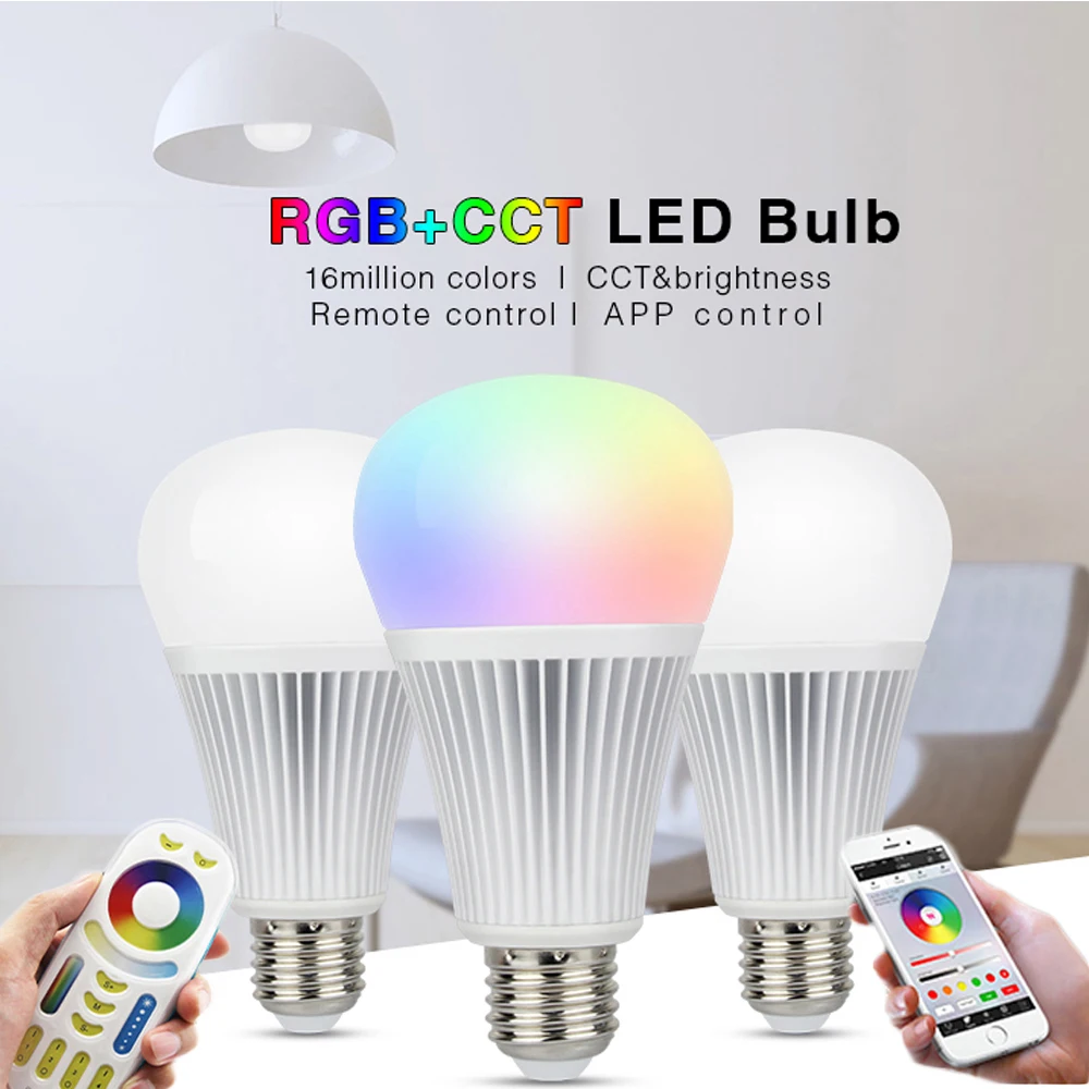 Ми свет E27 9 Вт 12 E14 5 затемнения Светодиодный лампочки RGB + теплый белый (RGB cct) AC85 265V