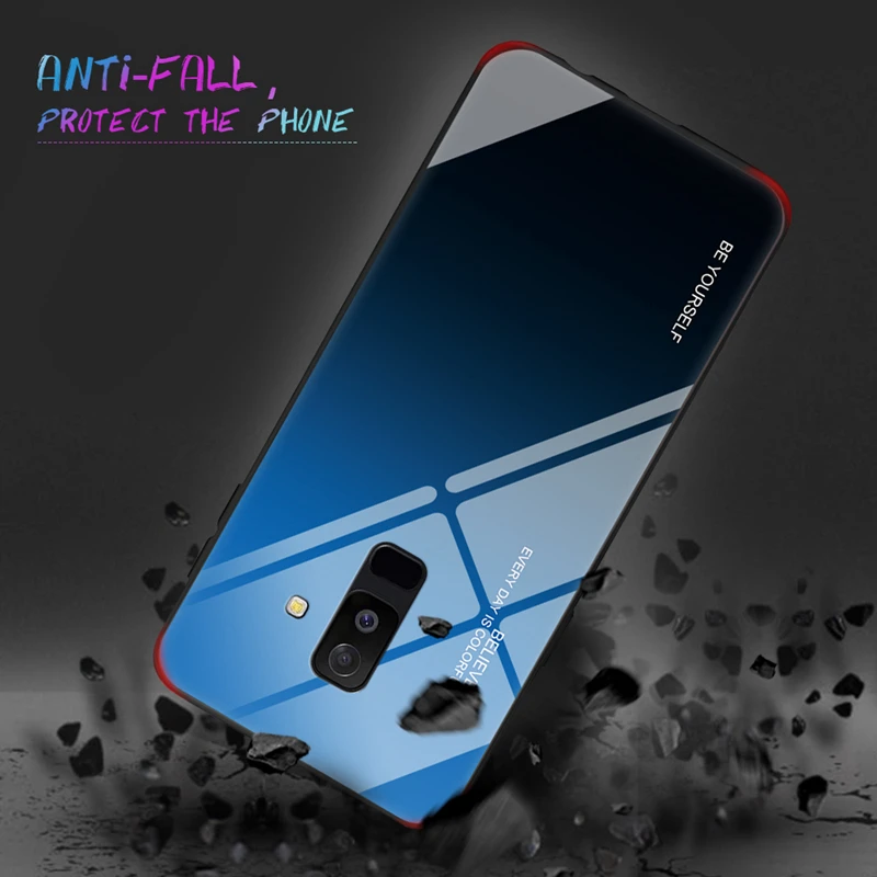 Стекло чехол для samsung Galaxy A7 A8 2018 закаленное A5 2017 A6 плюс A9 Чехол мобильного телефона