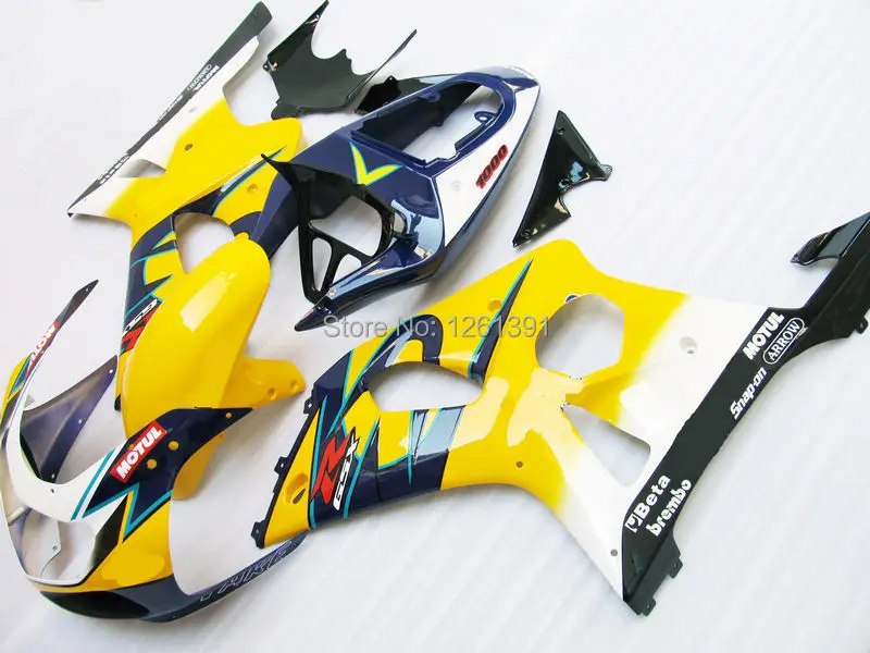 100% подходящий инъекционный желтый синий комплект обтекателей для SUZUKI GSX R1000 GSXR1000