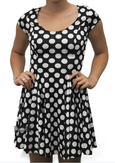 Ms. models black and white dot sun dress big swing vest code X-130 | Женская одежда
