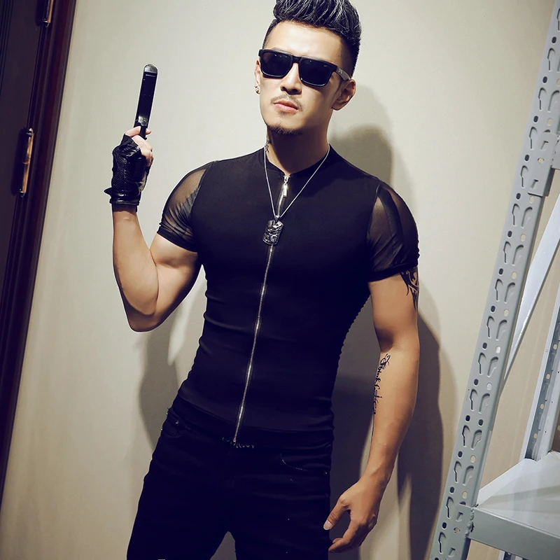 2017 прозрачные Рубашки для мальчиков Мужские воротник стойка мужские видеть