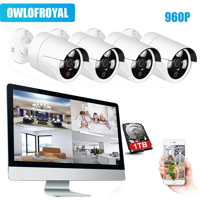 4CH 960P 13 &quotЖК монитор экран Беспроводной NVR комплект Wifi CCTV система 1.3MP IP камера