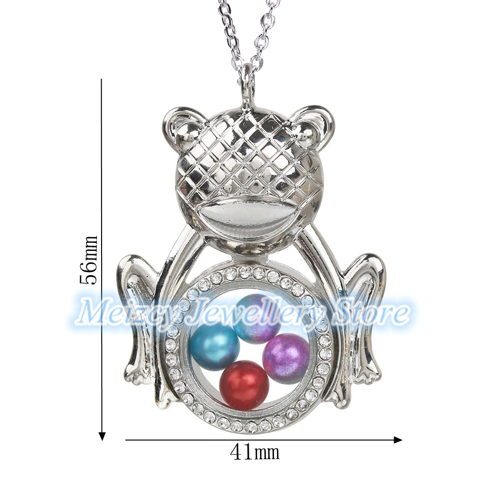 Магнитный открытый стеклянный кулон в виде лягушки живой с памятью жемчужная