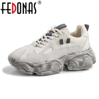 fedonas casual fashion women sneakers genuine laeather lace up flats spring summer casual sport shopping comfortable shoes woman