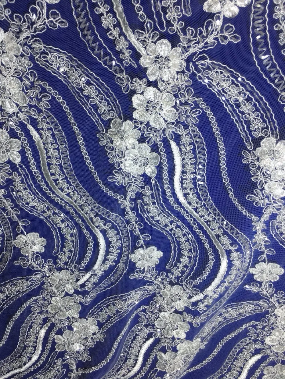 5 ярдов Высококачественный кружевной ткани для свадебного платья с бисером