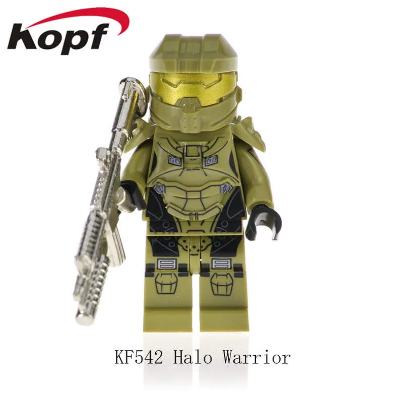 KF542 Without Box KF542 Одиночная строительные блоки Halo Spartan Solider с реальным металлическим оружием кирпичи Экшн фигурки Обучающие Подарочные игрушки для детей - Цвет: KF542 Without Box