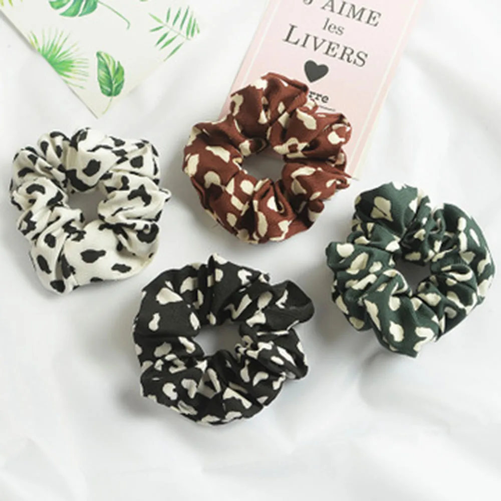 1Pc Chiffon Leopard Hair Scrunchies Ponytail Holders Rubber Band For Women Girls Headdress Elastic HeadBand Accessories | Красота и