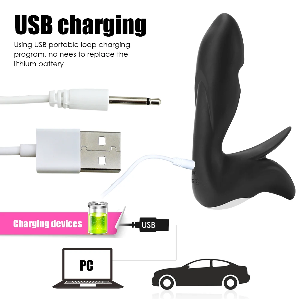 Анальная секс-игрушка Вибрирующая пробка для мужчин серая 10 скоростная