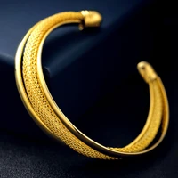 cuff bangle solid jewelry yellow gold filled womens bangle bracelet dia 70mm