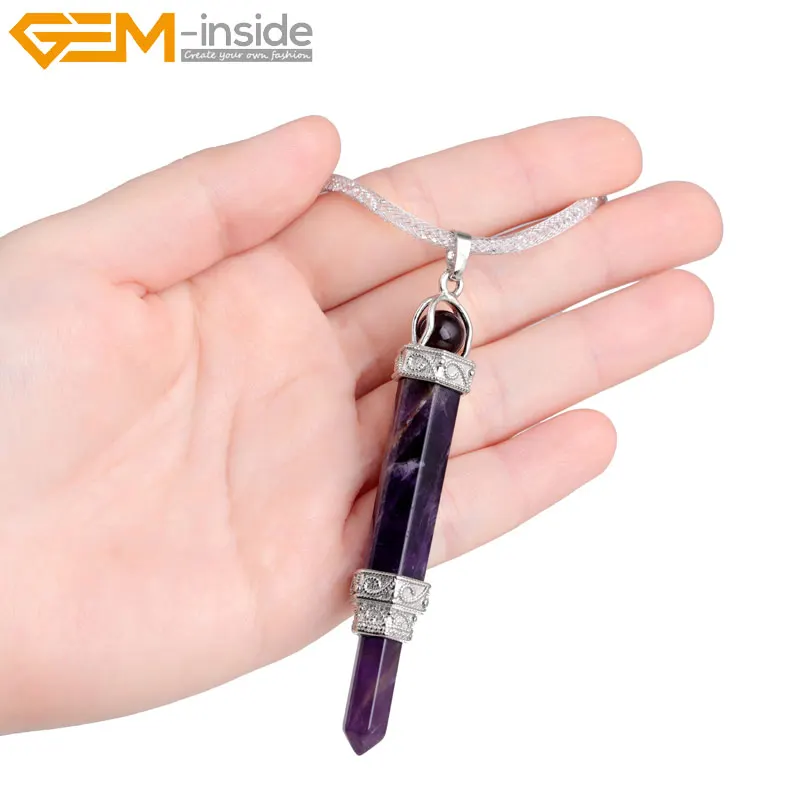 Палочка башня натуральные аметисты кварцовые кристаллы маятник с чакрами для