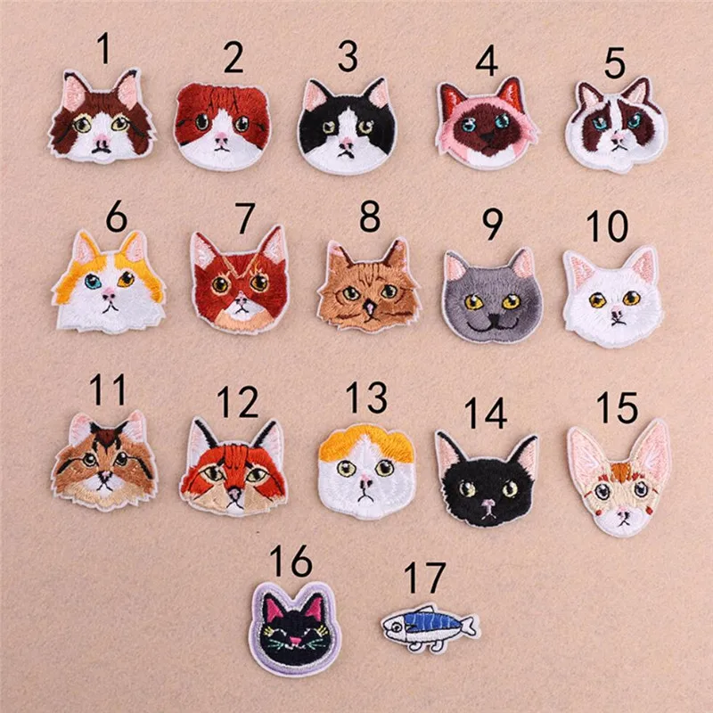 10 шт./лот милые кошачьи рыбки патчи для одежды Вышивка Железо На Аппликации сумок