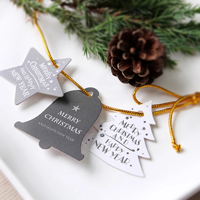 Рождественские бумажные бирки 28 шт./лот для карт из крафт бумаги этикетки сделай