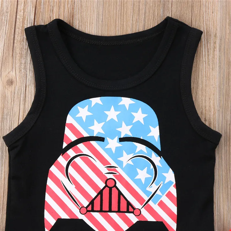 2018 Fashion Toddler Kid Baby Boys Girl Clothes Star Wars Tops Vest Pants Shorts Outfit Clothing Sleeveless Cotton Print 2pcs | Детская