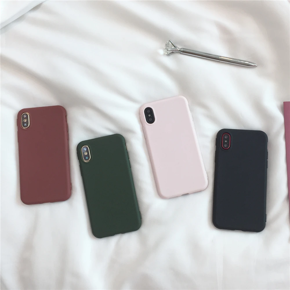 Розовый чистый цвет чехол для iphone 7 Чехол плюс телефонные чехлы Модные конфеты