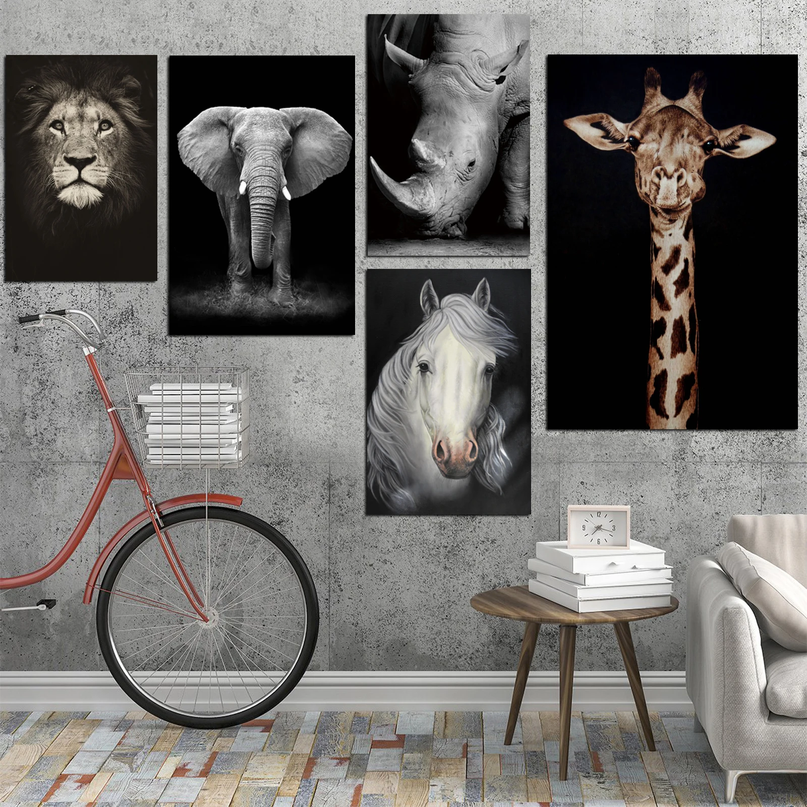 

Black White Elephant Giraffe Horse Wall Art Canvas Painting Nordic Posters And Prints Wall Pictures Home Decor For Living Room