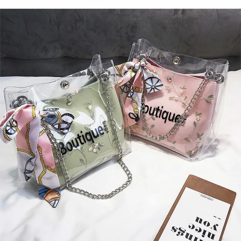 Сумка на плечо из ПВХ прозрачная с надписью 2019|Сумки ручками| |