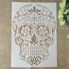 29*21 см Скелетон череп DIY, трафареты, настенная живопись, раскраска для скрапбукинга рельефная декоративная альбомная бумага, шаблон карты
