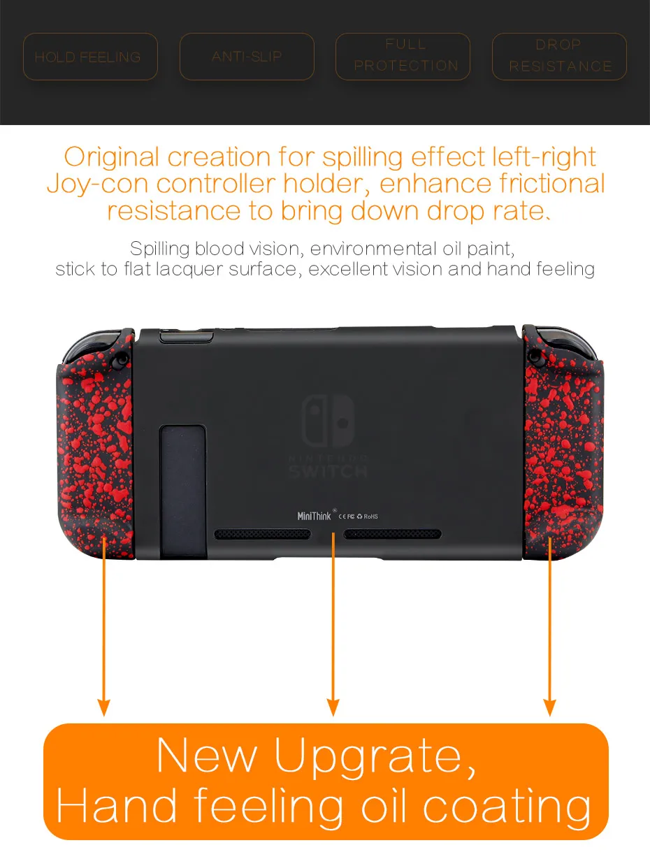 Joy-con Тонкий защитный жесткий чехол, противоскользящий корпус, 3 части, дизайн, разделен для NS Zend Switch(прямая стыковка