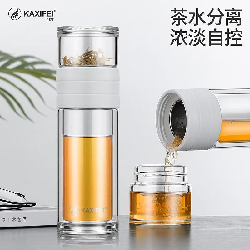 Новинка KAXIFEI стеклянные портативные бутылки для воды с двойными стенками 360 мл стеклянная чашка для заварки чая скалолазание лагерь Тур моя бутылка для напитков
