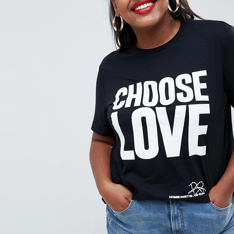 Kissmilk Новая модная футболка для отдыха с круглым воротником и надписью «Choose Love», большие размеры 3XL-7XL, летняя Офисная Женская футболка