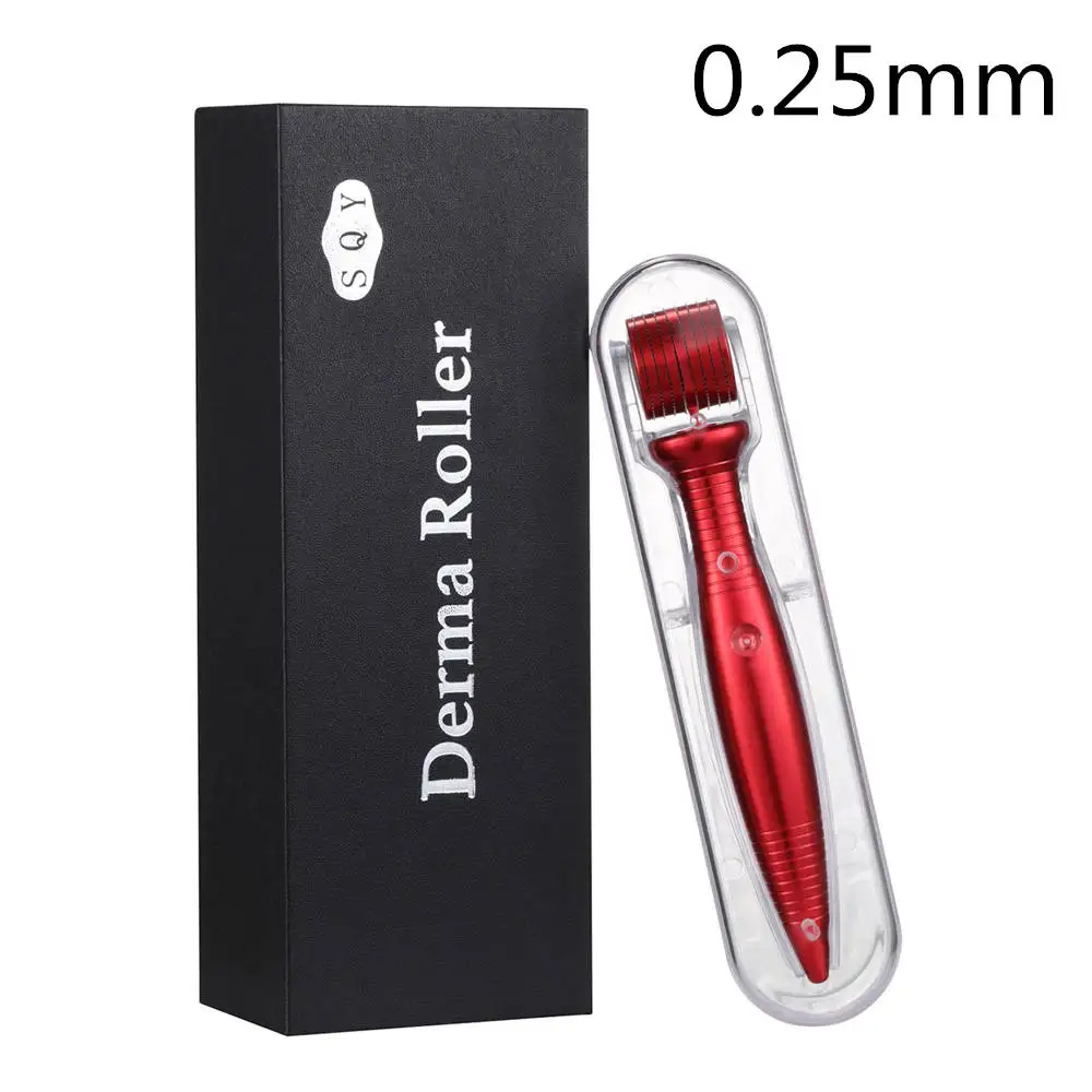 0.25mm Red Титановый ролик для лица, ручка для удаления шрамов от акне, омолаживающий уход за кожей, анти-выпадение волос, лечение тела, массажный ролик, устройство для красоты - Цвет: 0.25mm Red