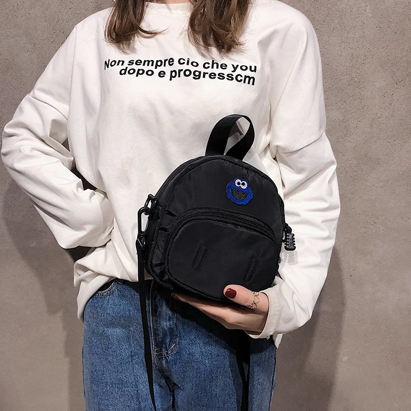 One-shoulder cartoon cute student Canvas Soft Edition Simple Neutral Leisure Fashion Zipper Unisex Casual occasion bag | Багаж и сумки